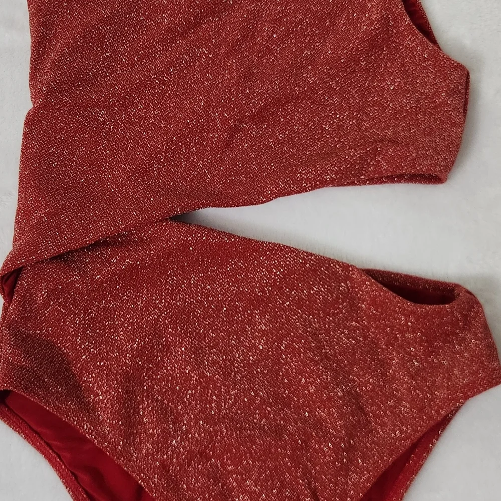New!Beach Riot Red Metallic Celine One Piece Swimsuit‎